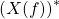 \begin{equation*}\left( X(f) \right)^*\end{equation*}