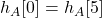 h_{A}[0] = h_{A}[5]