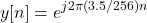 \begin{equation*}y[n] = e^{j2\pi (3.5/256)n}\end{equation*}