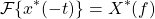 \begin{equation*}\mathcal{F} \{ x^*(-t) \} = X^*(f)\end{equation*}