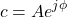 \begin{equation*}c = A e^{j \phi}\end{equation*}