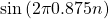 \sin\left(2\pi 0.875 n\right)