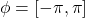 \phi = [-\pi, \pi]