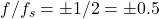 f/f_s = \pm 1/2 = \pm 0.5