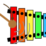 The xylophone is struck by a mallet