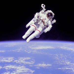 Bruce McCandless II during EVA in 1984. Image from NASA
