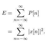 Energy equation for a discrete-time signal.