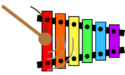 The xylophone is struck by a mallet